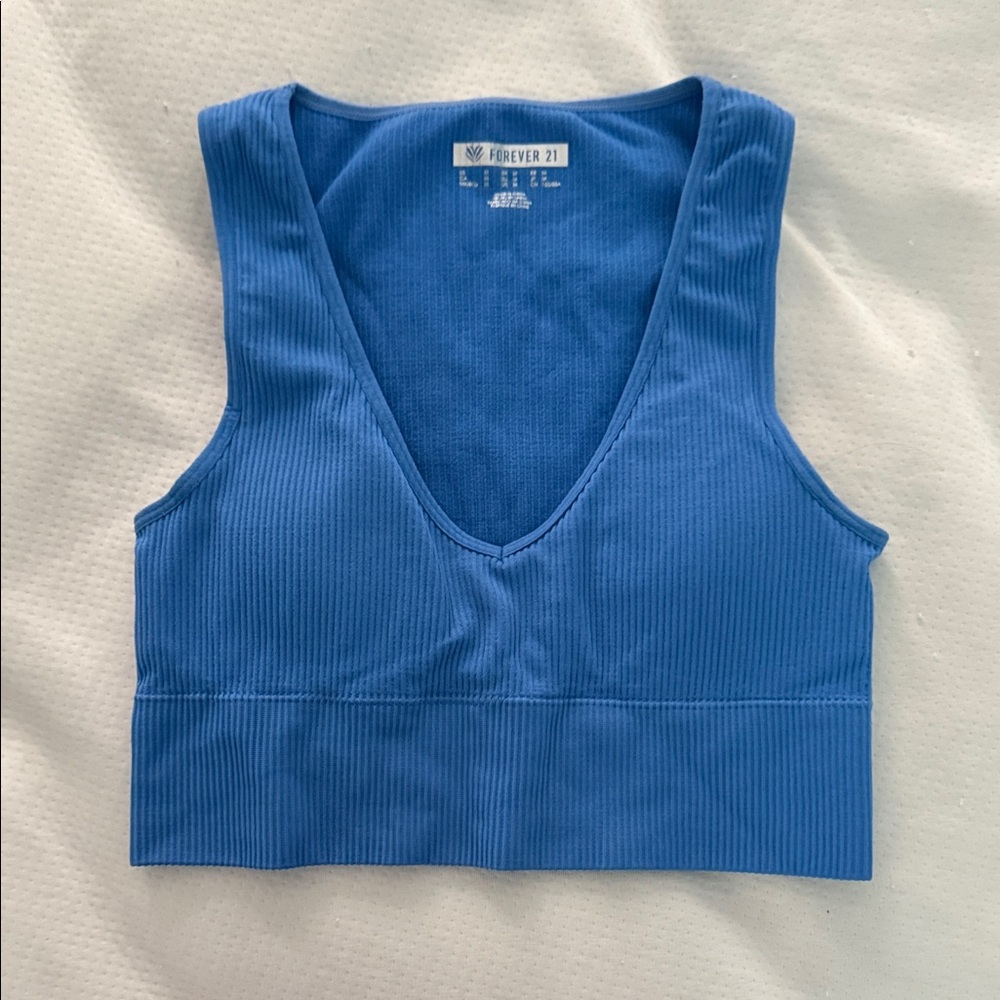 Forever 21 Vibrant Blue Ribbed Tank Top